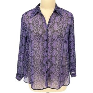 Venezia Jeans Button Up Shirt Purple Geometric Snakeskin Print 18/20
